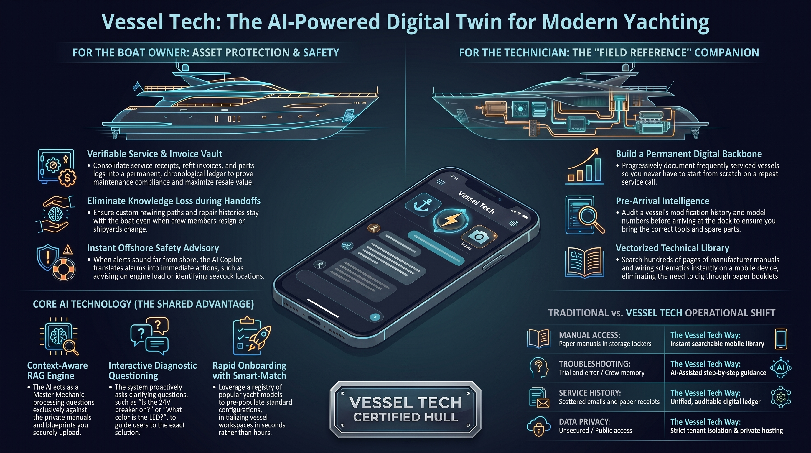 AI-Powered Yacht Digital Backbone Infographic